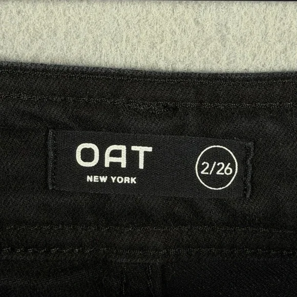 OAT New York Black High Rise Wide Leg Raw Hem Pants P0004-SJMX Size 2/26 - Picture 10 of 15